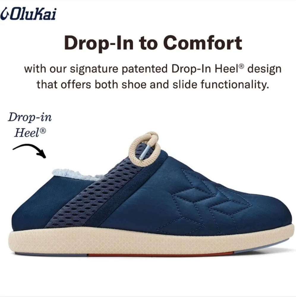 OluKai Mahiki Indoor Outdoor Slippers Slides Shoes Women's 9 Moonlit‎ Blue